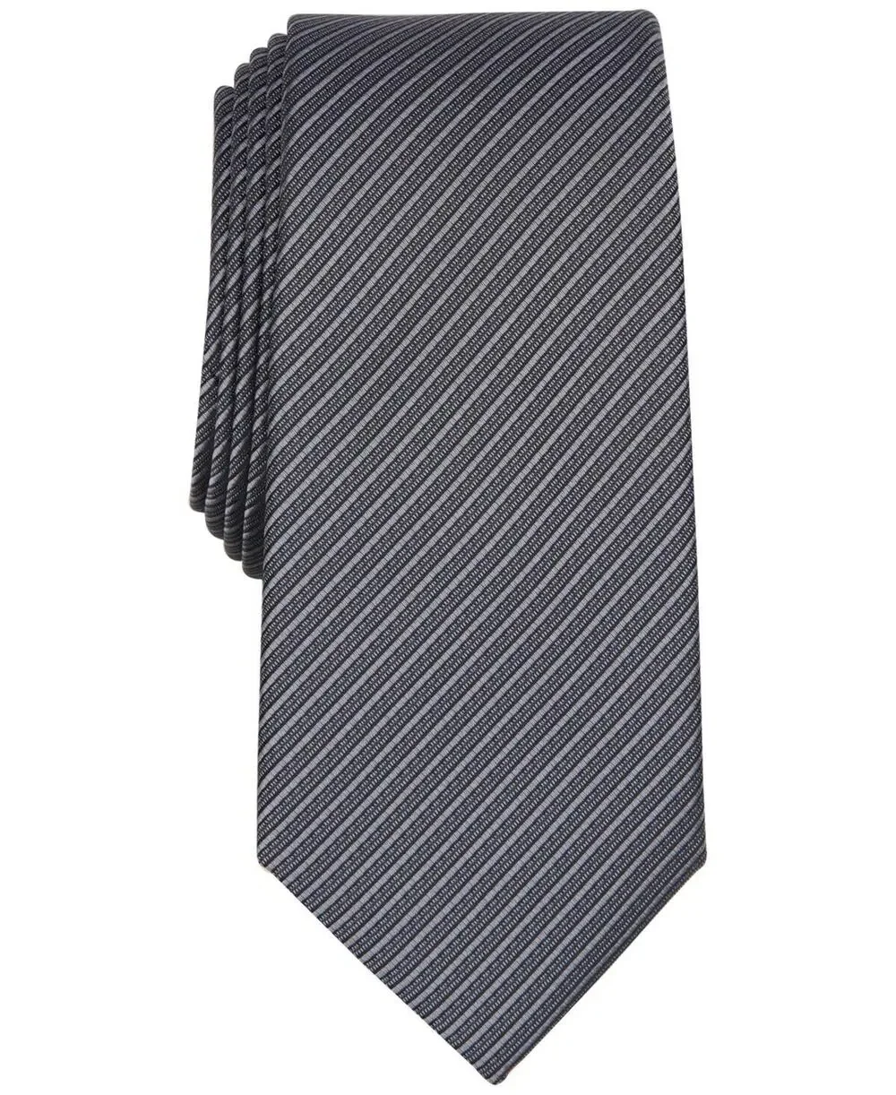 $55 Alfani Mens Necktie Grey Chauncey Stripe Tie NWT